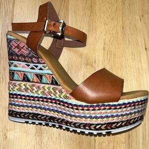 Patrizia by Spring Step Colorful Ornate Woven Wedge Sandals